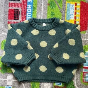 Kids Boxy Green Polka Dot Sweater